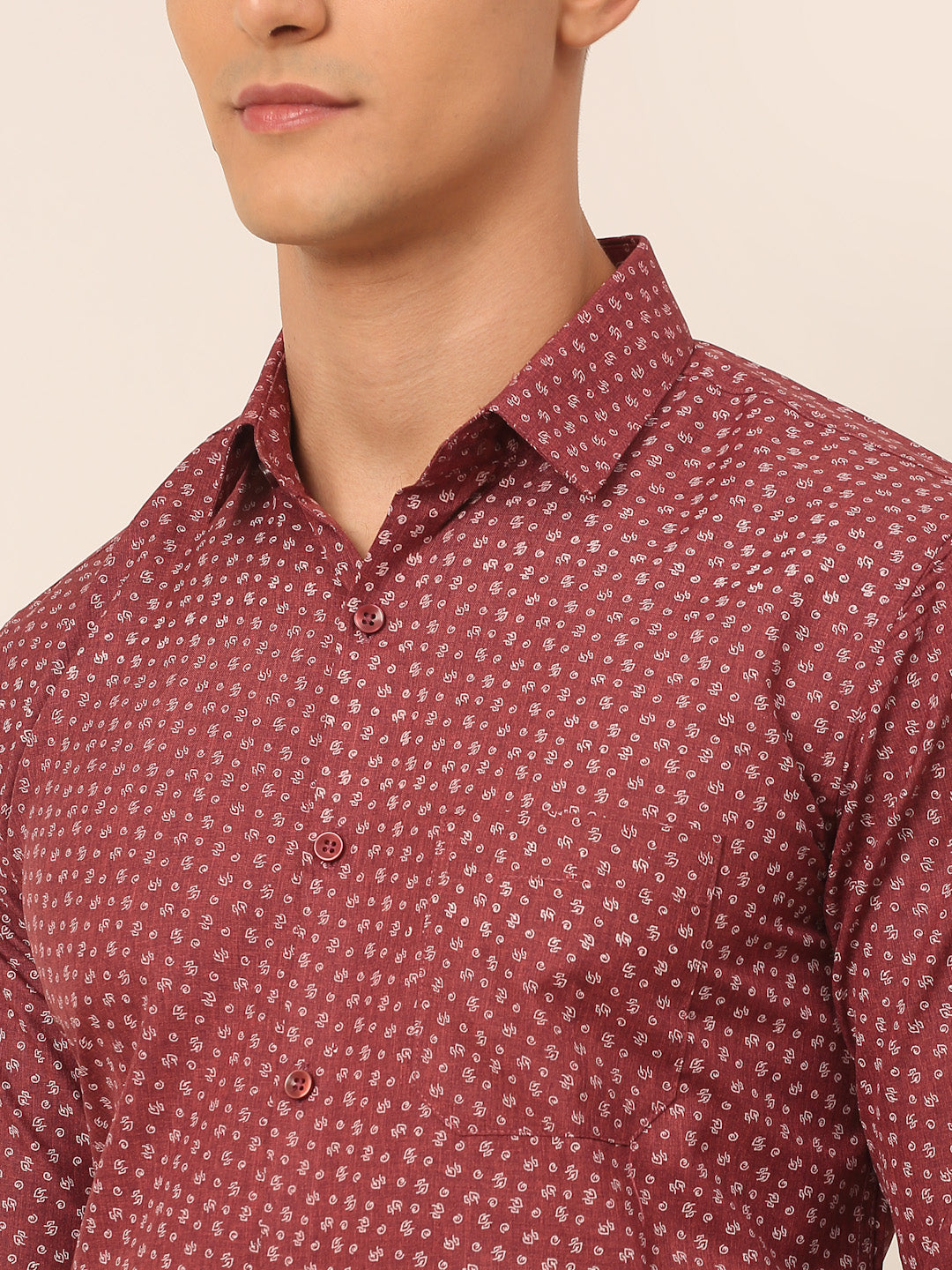 Jainish Men's Maroon Classic Printed Formal Shirt | Grocsy