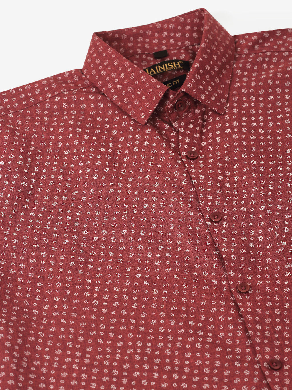 Jainish Men's Maroon Classic Printed Formal Shirt | Grocsy