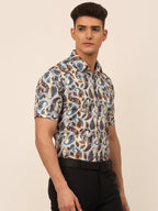 Jainish Men's Cotton Printed Formal Shirts - Multi | Grocsy