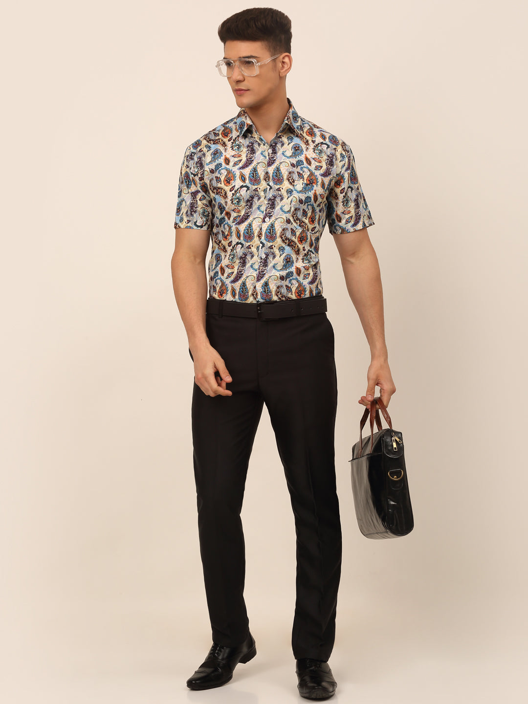 Jainish Men's Cotton Printed Formal Shirts - Multi | Grocsy