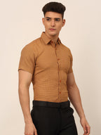 Jainish Men's Mens Brought Checked Formal shirts - Mustard | Grocsy