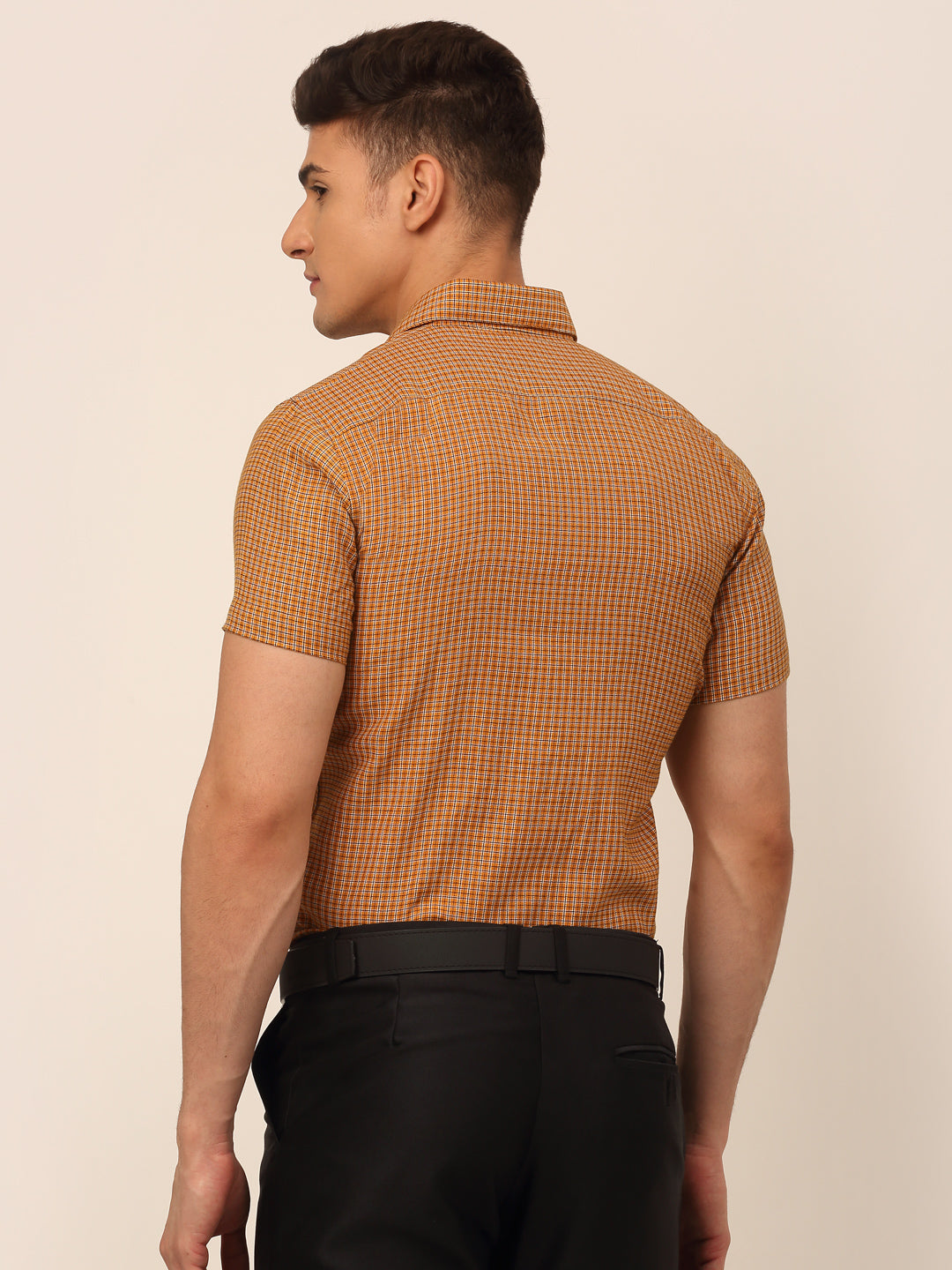 Jainish Men's Mens Brought Checked Formal shirts - Mustard | Grocsy