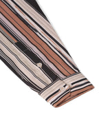 Jainish Men's Cotton Striped Formal Shirts - Brown | Grocsy