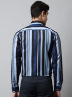 Jainish Men's Grey Classic Striped Formal Shirt | Grocsy