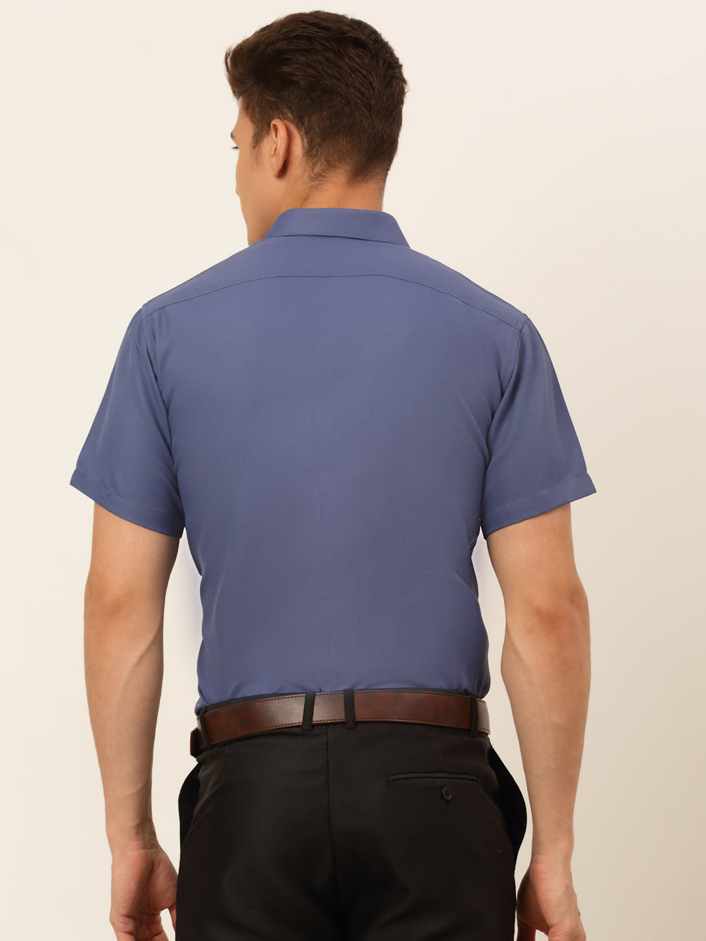 Jainish Men's Cotton Solid Formal Shirt - Blue | Grocsy
