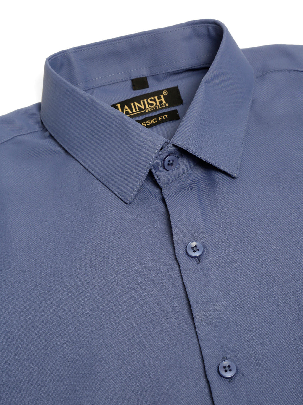 Jainish Men's Cotton Solid Formal Shirt - Blue | Grocsy