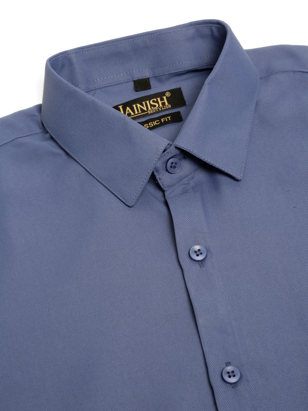 Jainish Men's Cotton Solid Formal Shirt - Blue | Grocsy