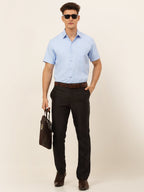Jainish Men's Cotton Solid Formal Shirt - Firozi | Grocsy