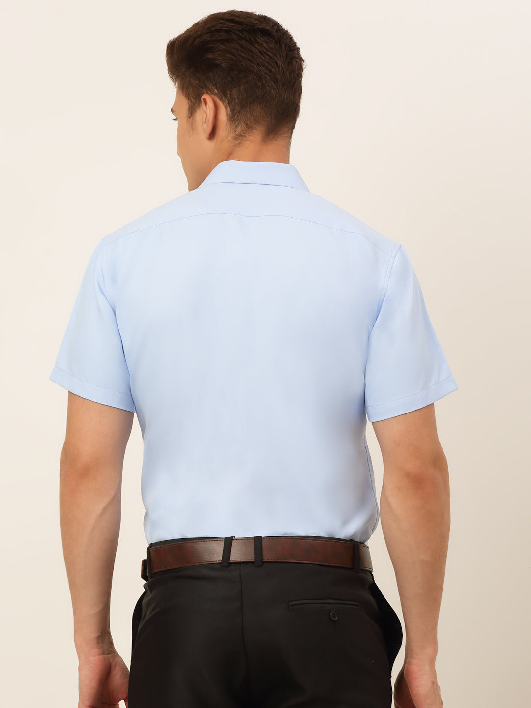 Jainish Men's Cotton Solid Formal Shirt - Firozi | Grocsy