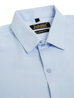 Jainish Men's Cotton Solid Formal Shirt - Firozi | Grocsy