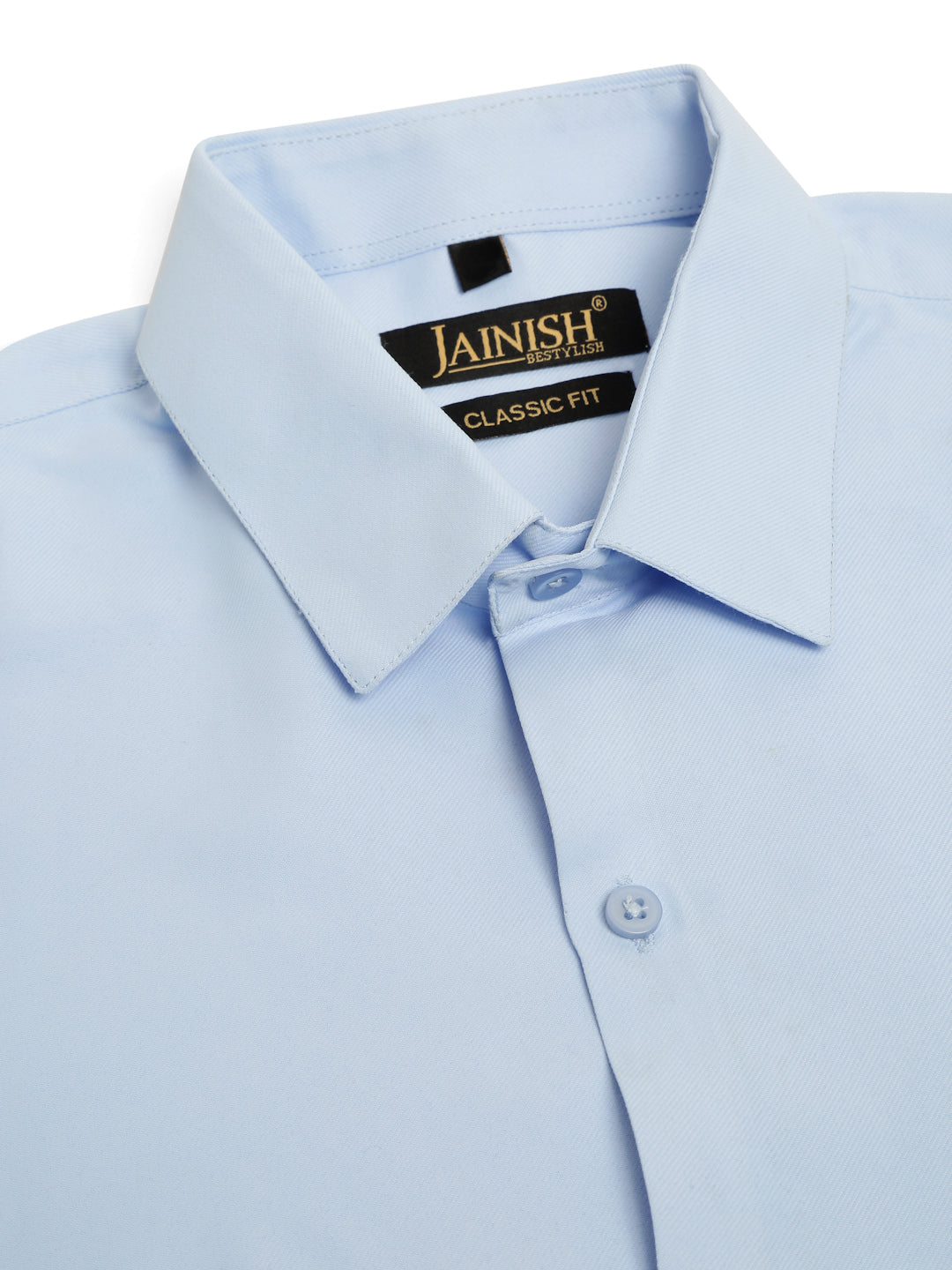 Jainish Men's Cotton Solid Formal Shirt - Firozi | Grocsy