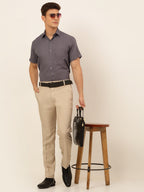 Jainish Men's Cotton Solid Formal Shirt - Grey | Grocsy