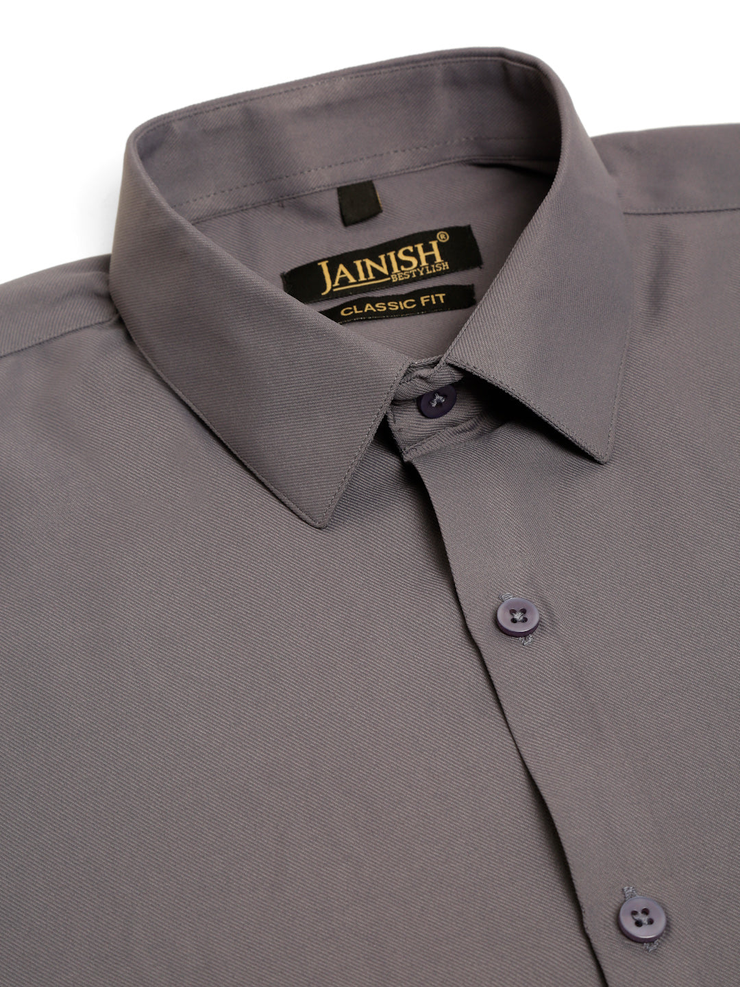 Jainish Men's Cotton Solid Formal Shirt - Grey | Grocsy