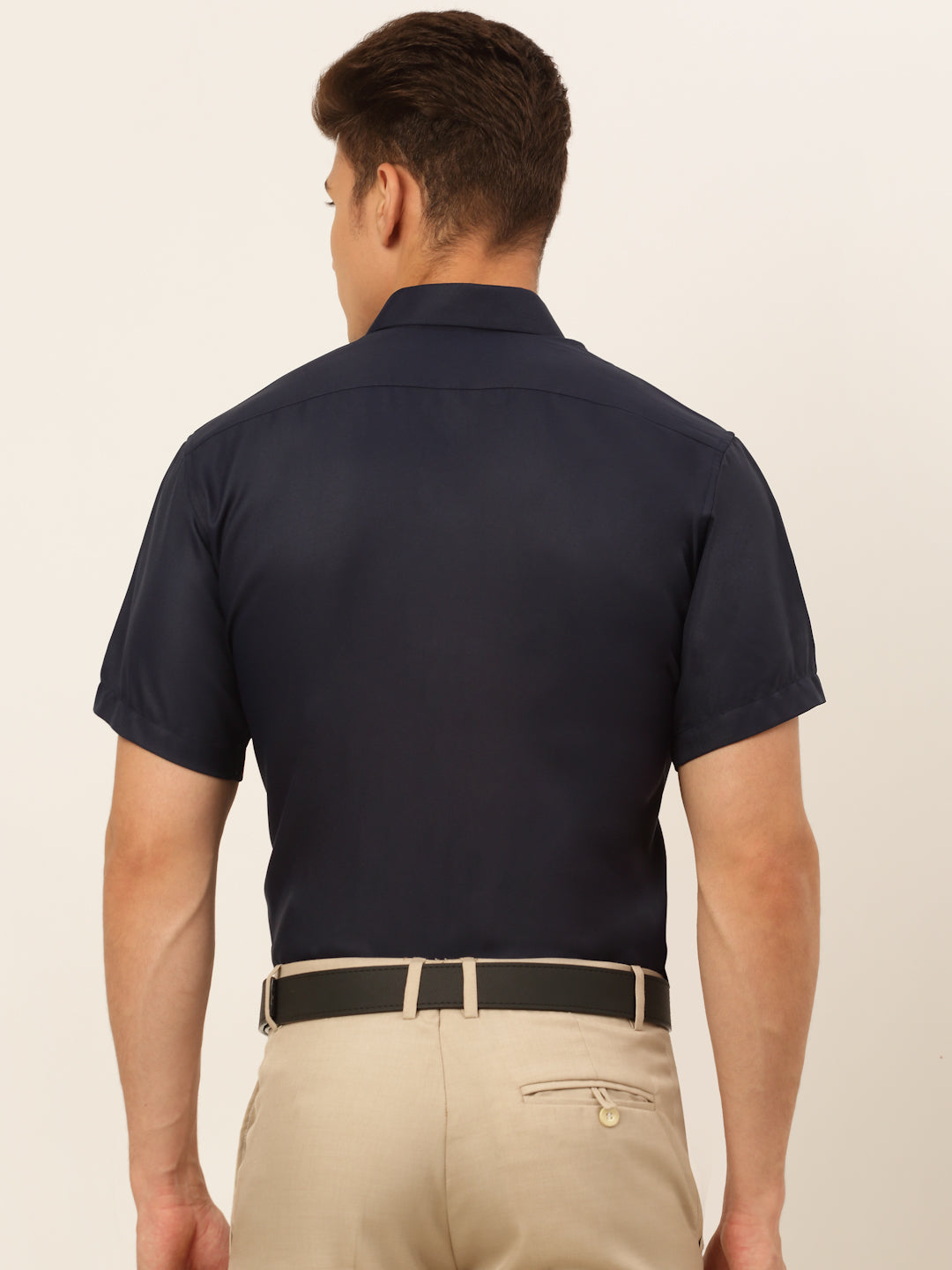 Jainish Men's Cotton Solid Formal Shirt - Navy Blue | Grocsy