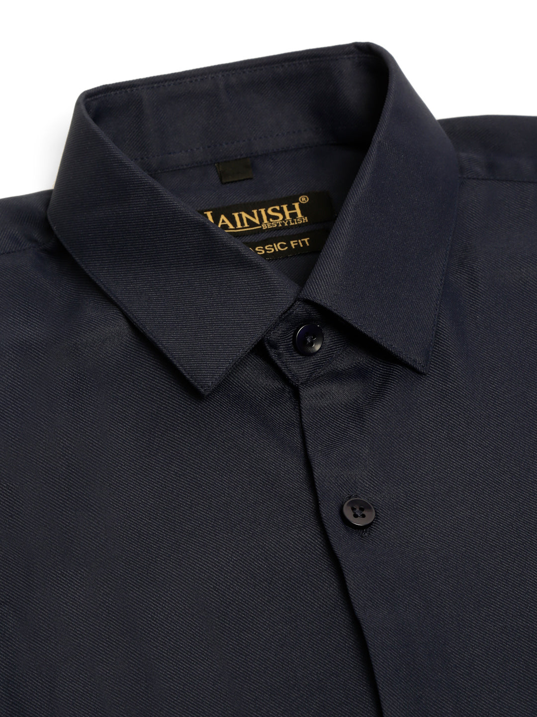 Jainish Men's Cotton Solid Formal Shirt - Navy Blue | Grocsy