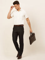 Jainish Men's Cotton Solid Formal Shirt - White | Grocsy