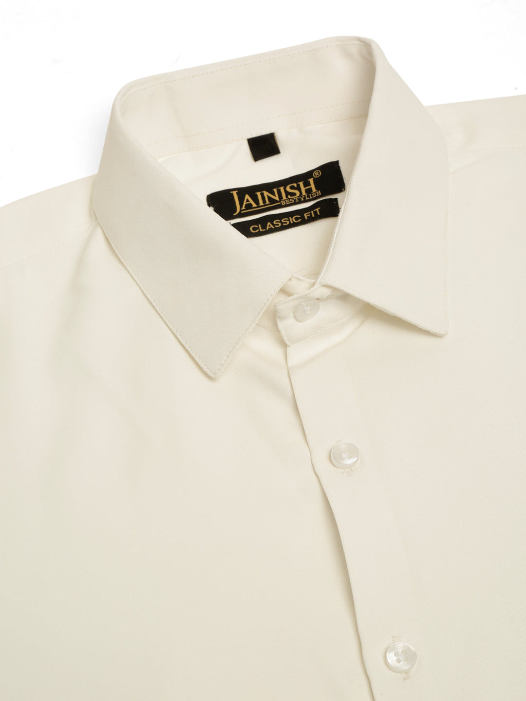 Jainish Men's Cotton Solid Formal Shirt - White | Grocsy
