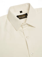 Jainish Men's Cotton Solid Formal Shirt - White | Grocsy