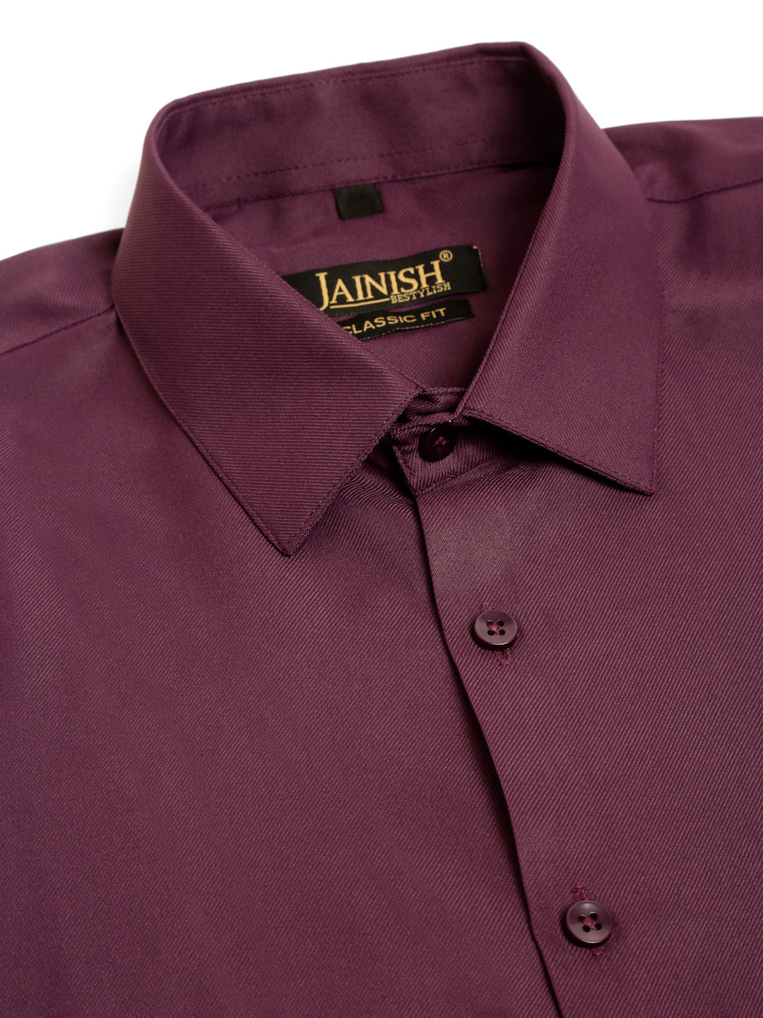 Jainish Men's Cotton Solid Formal Shirt - Wine | Grocsy