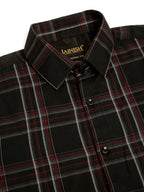 Jainish Men's Cotton Checked Formal Shirts - Black | Grocsy