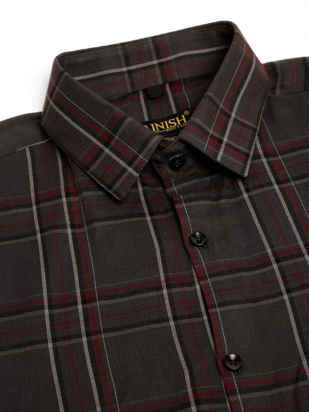Jainish Men's Cotton Checked Formal Shirts - Brown | Grocsy