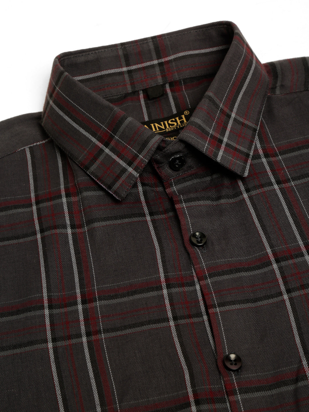 Jainish Men's Cotton Checked Formal Shirts - Brown | Grocsy