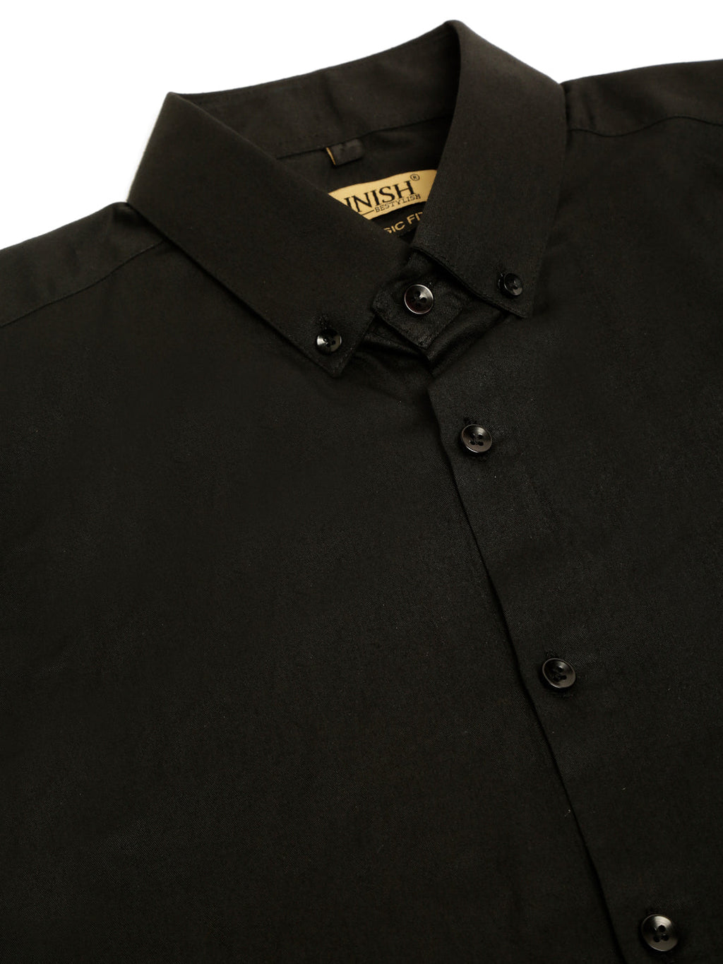 Jainish Men's Cotton Solid Formal Shirt - Black | Grocsy