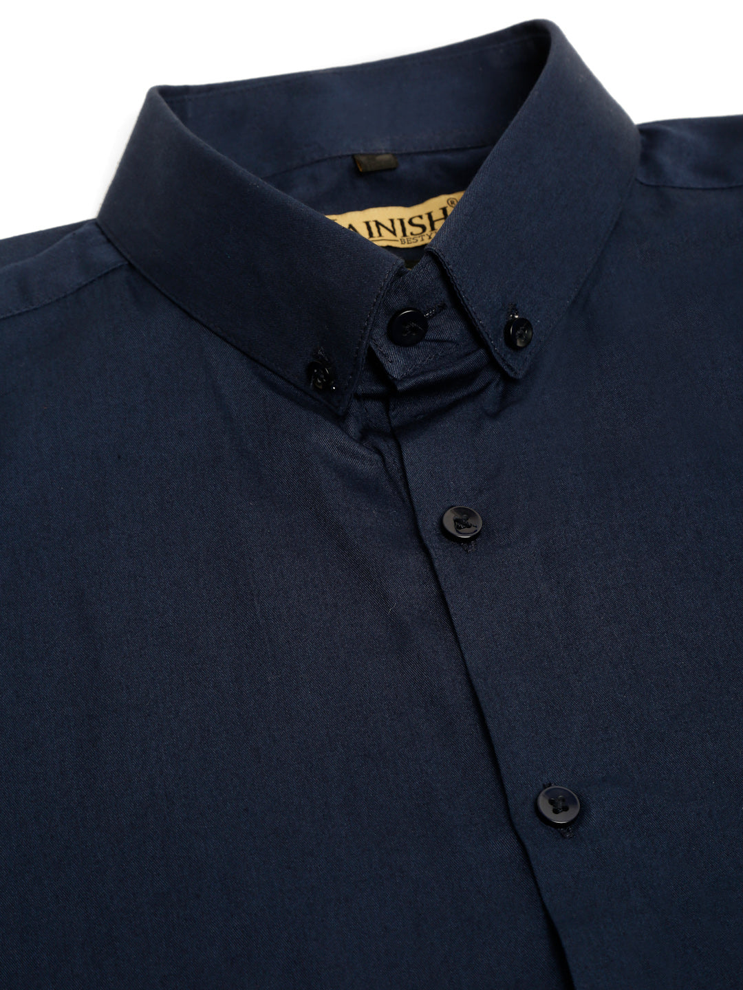 Jainish Men's Cotton Solid Formal Shirt - Navy Blue | Grocsy