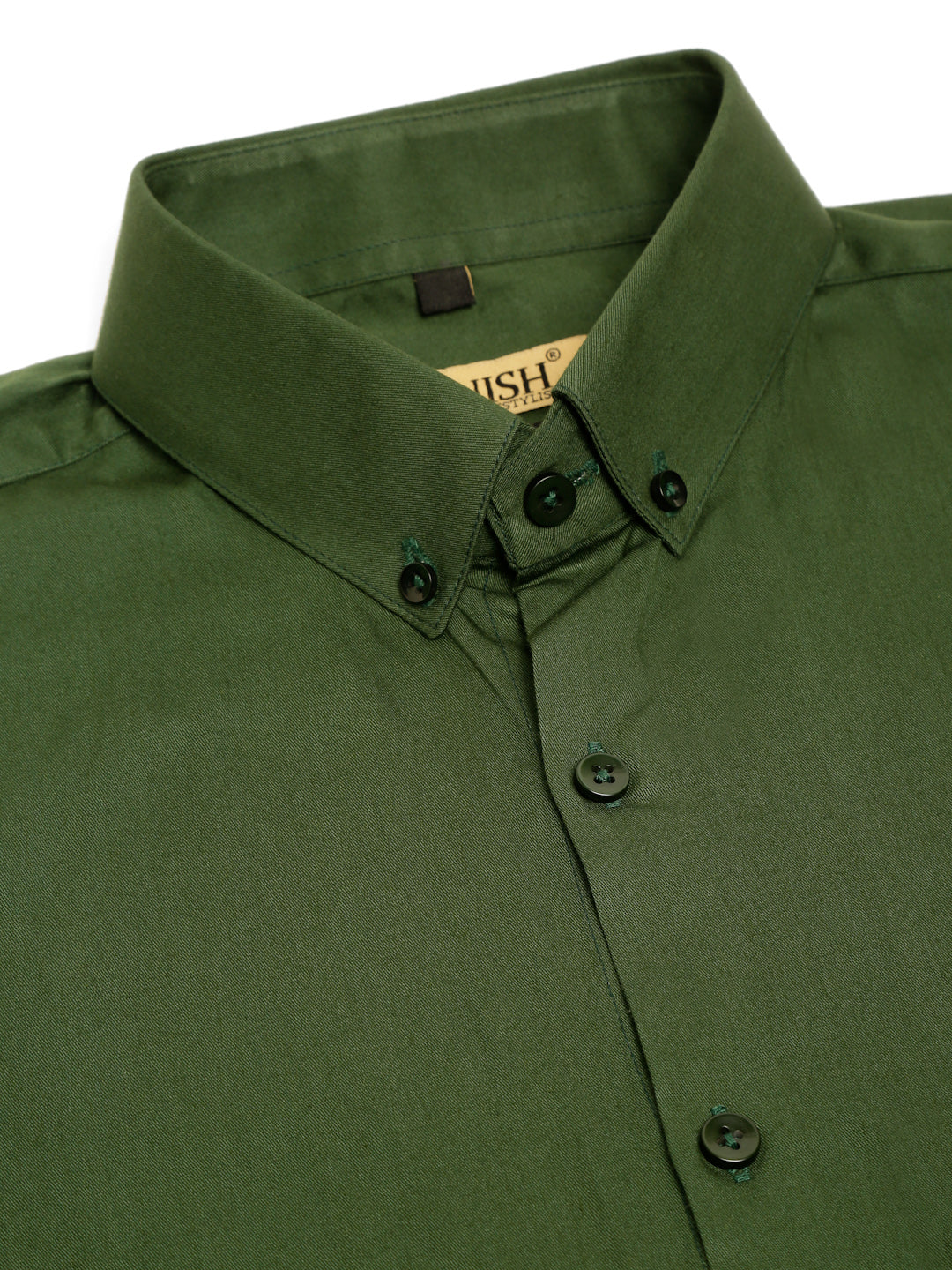 Jainish Men's Cotton Solid Formal Shirt - Olive | Grocsy