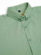 Jainish Men's Cotton Solid Formal Shirt - Pista | Grocsy