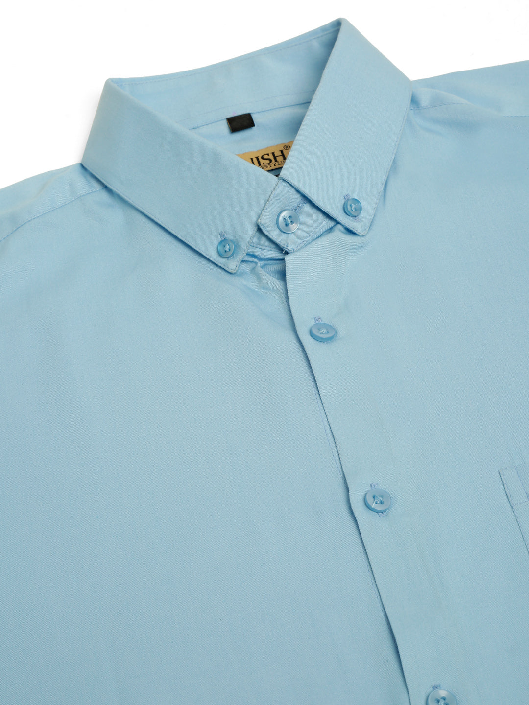 Jainish Men's Cotton Solid Formal Shirt - Sky Blue | Grocsy