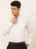 Jainish Men's Cotton Solid Formal Shirt - White | Grocsy