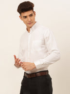 Jainish Men's Cotton Solid Formal Shirt - White | Grocsy