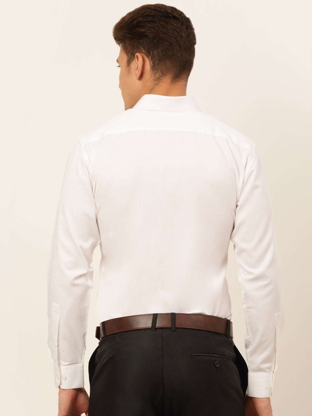 Jainish Men's Cotton Solid Formal Shirt - White | Grocsy