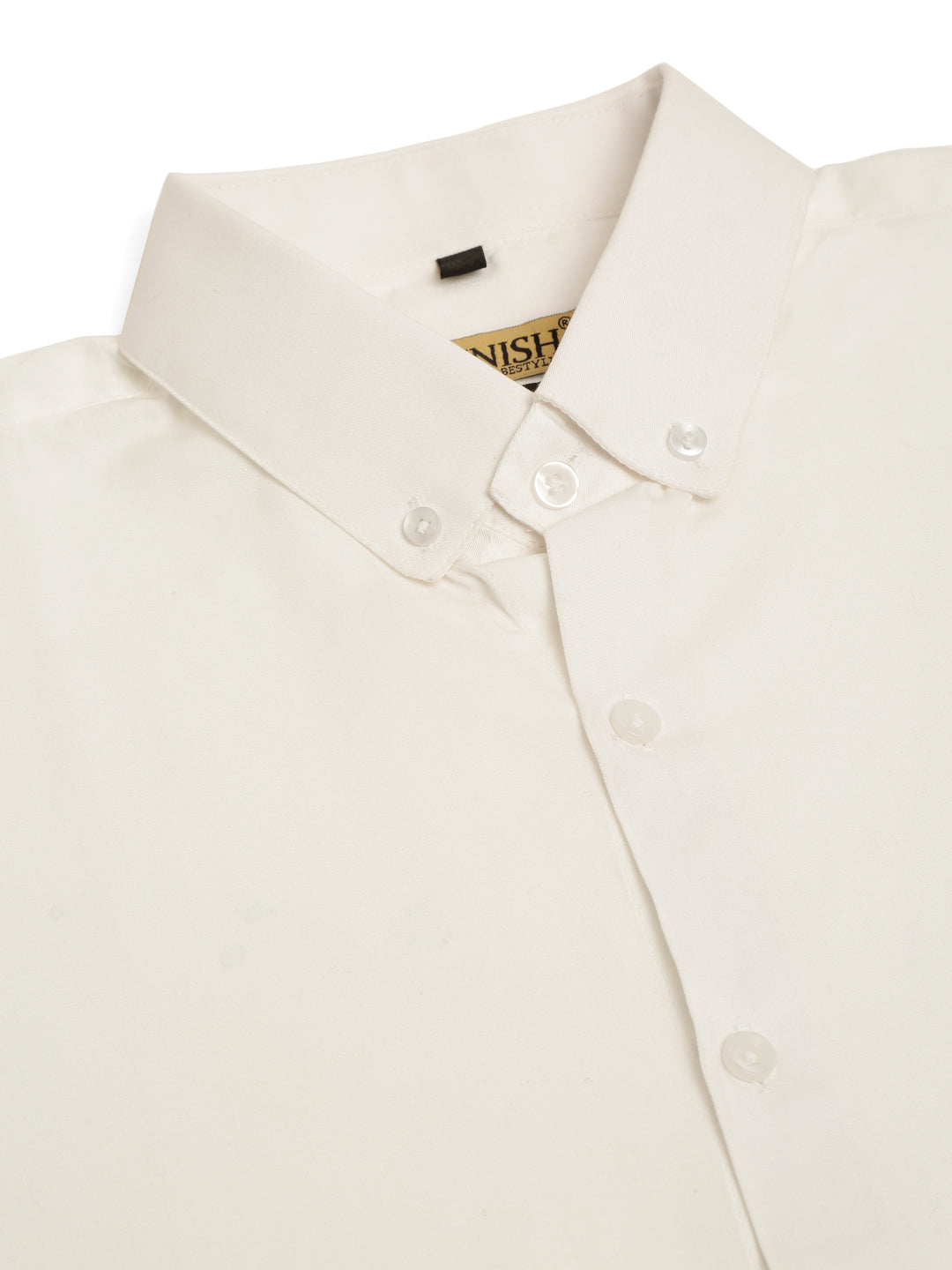 Jainish Men's Cotton Solid Formal Shirt - White | Grocsy