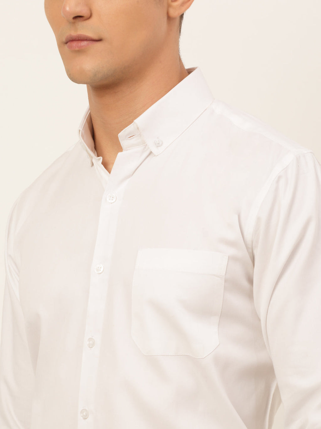 Jainish Men's Cotton Solid Formal Shirt - White | Grocsy