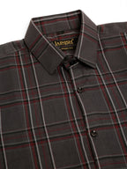 Jainish Men's Cotton Checked Formal Shirts - Brown | Grocsy