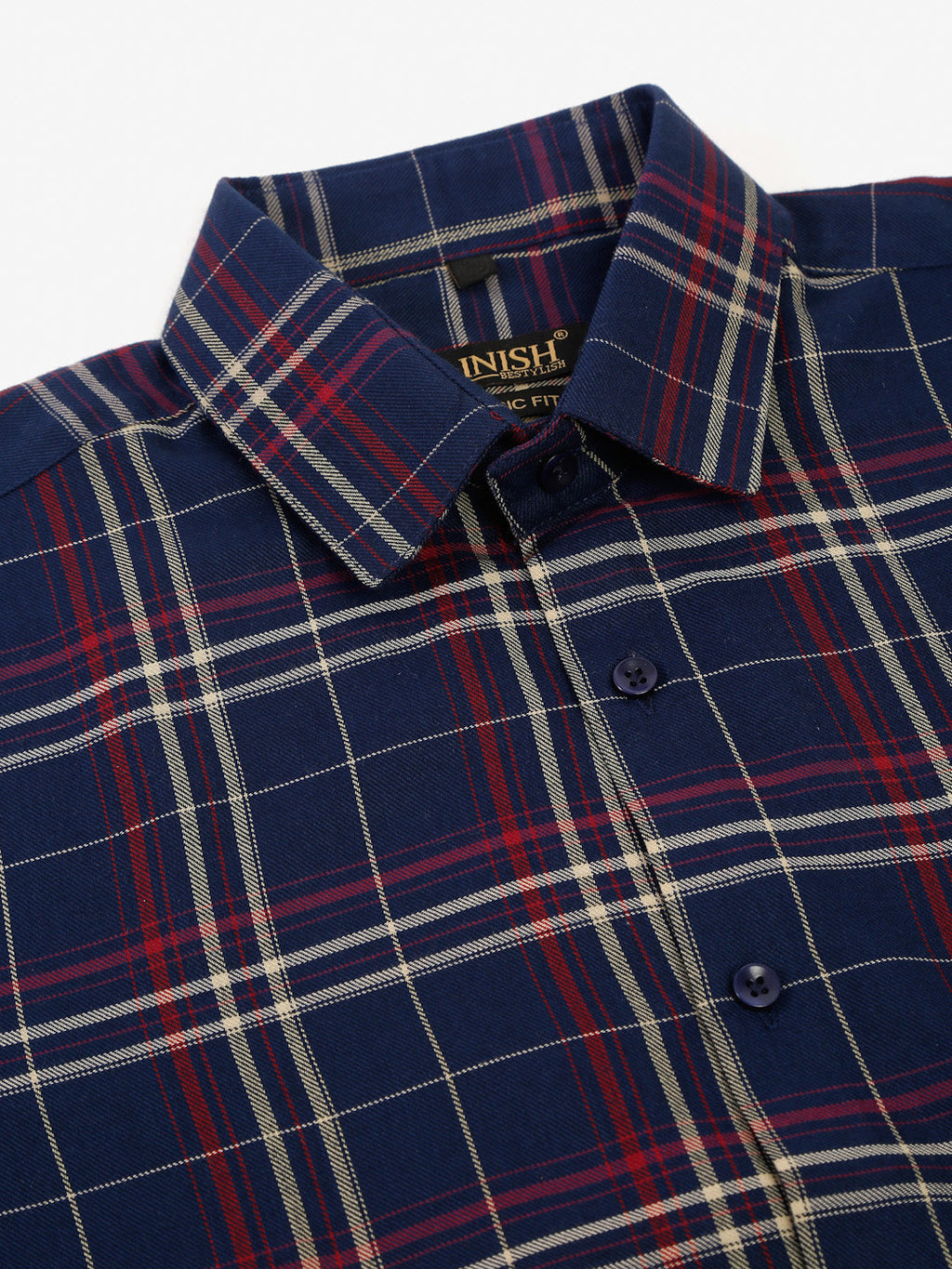 Jainish Men's Navy Half Sleeve Checked Formal Shirt | Grocsy