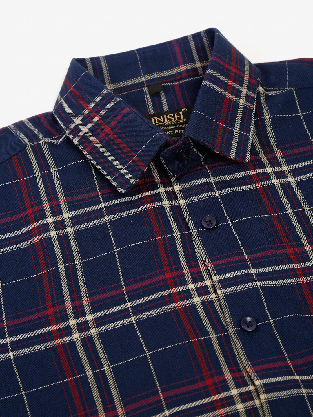Jainish Men's Navy Half Sleeve Checked Formal Shirt | Grocsy