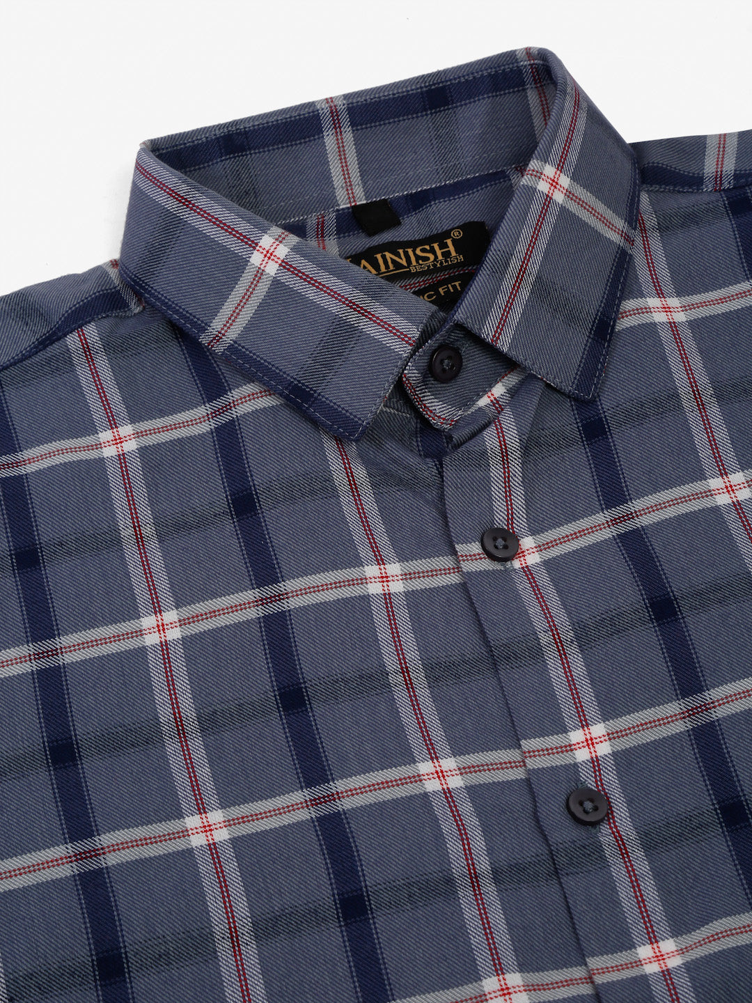 Jainish Men's Grey Half Sleeve Checked Formal Shirt | Grocsy