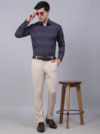 Jainish Men's Grey Horizontal Striped Formal Shirt | Grocsy