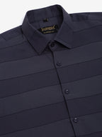Jainish Men's Grey Horizontal Striped Formal Shirt | Grocsy