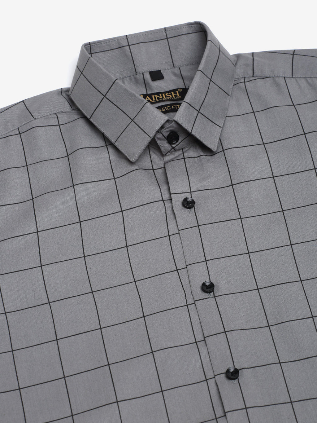 Jainish Men's Cotton Half Sleeve Checked Formal Shirts - Grey | Grocsy