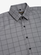 Jainish Men's Cotton Half Sleeve Checked Formal Shirts - Grey | Grocsy