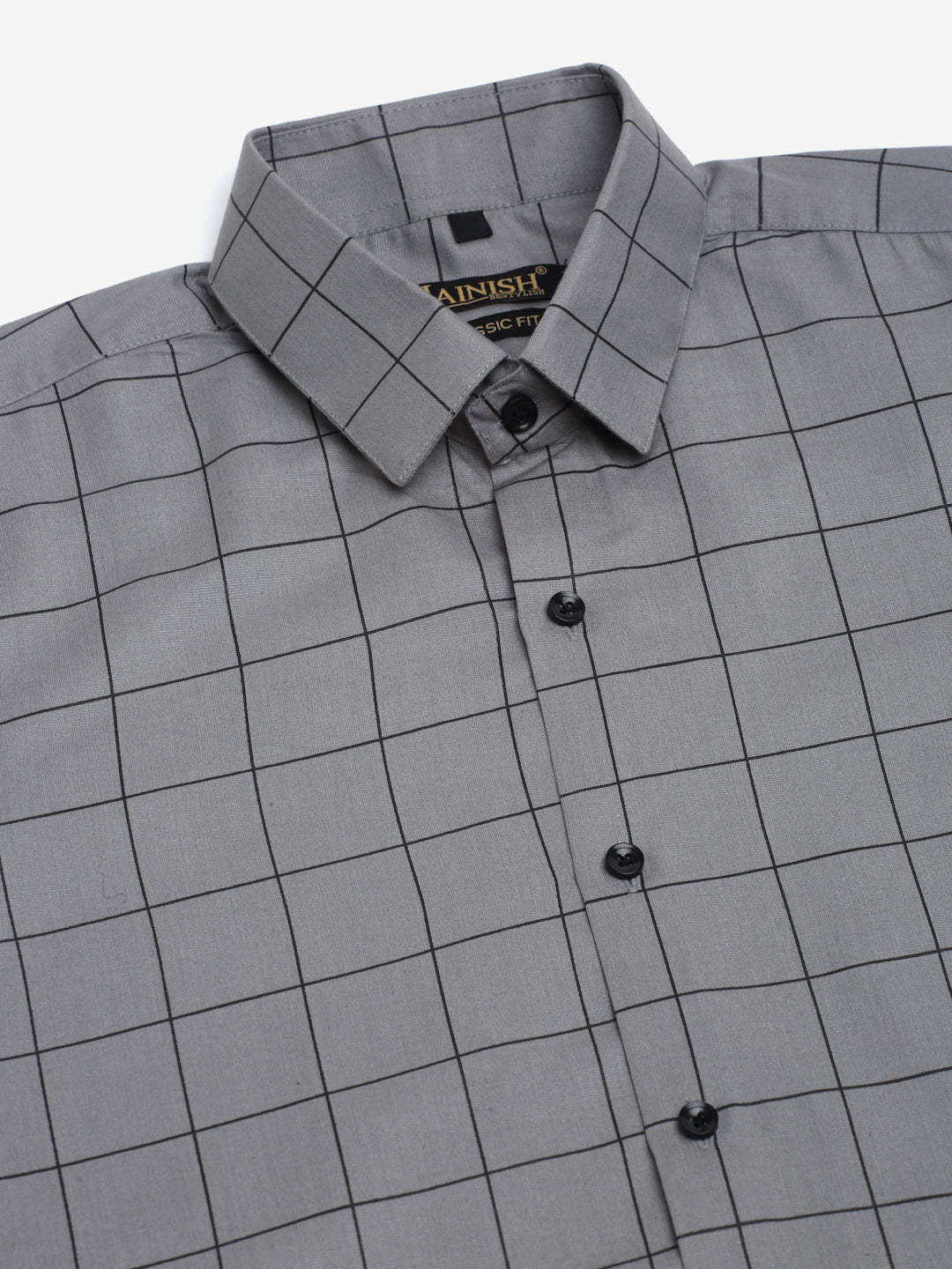 Jainish Men's Cotton Half Sleeve Checked Formal Shirts - Grey | Grocsy