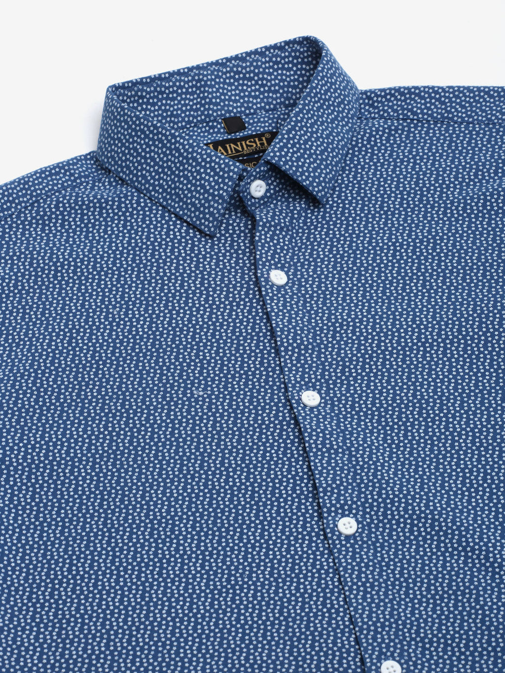 Jainish Men's Cotton Half Sleeve Printed Formal Shirts - Blue | Grocsy