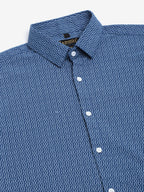 Jainish Men's Cotton Half Sleeve Printed Formal Shirts - Blue | Grocsy