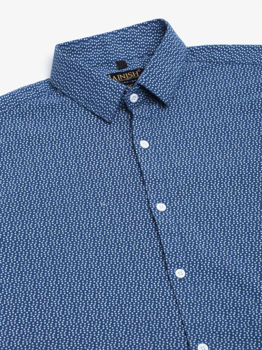 Jainish Men's Cotton Half Sleeve Printed Formal Shirts - Blue | Grocsy