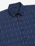Jainish Men's Cotton Half Sleeve Printed Formal Shirts - Navy Blue | Grocsy