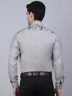 Jainish Men's Cotton Lycra Printed Formal Shirts - Steel-Grey | Grocsy